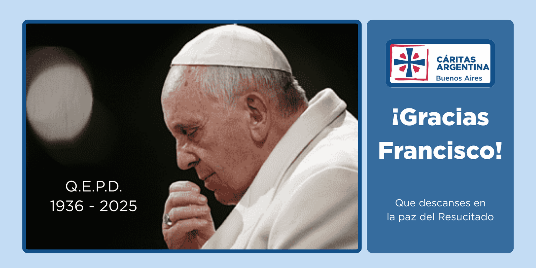 Portada Mensaje por el fallecimiento del Papa Francisco