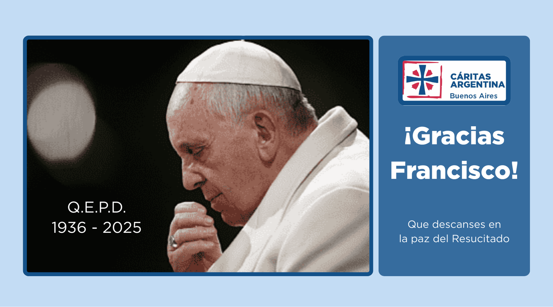 Portada Mensaje por el fallecimiento del Papa Francisco